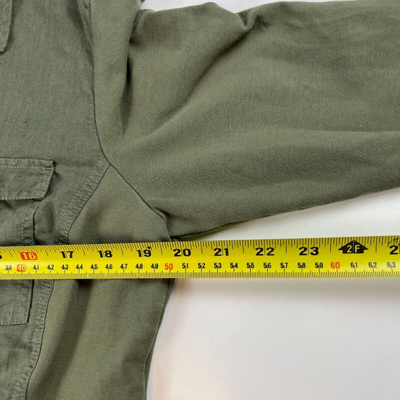 Olsen women button up shirt cotton linen army green size 40 - Picture 7 of 7